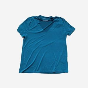 Triangle cutout choker blouse